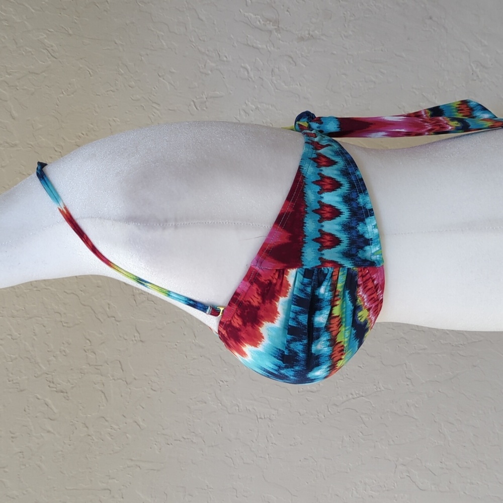 NEW Liz Claiborne Blue Padded Bra Halter Tie Back Bikini Swimsuit Top Size 14 - Picture 3 of 5